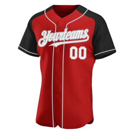 Personalized Red White Black-Gray Authentic Raglan Sleeves Baseball Jersey Team Custom Name and Number