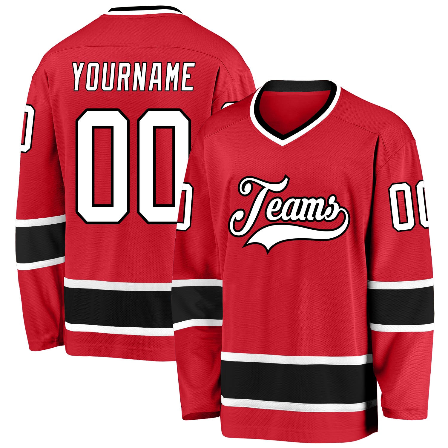 Personalized Red White-Black Hockey Jersey