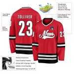 Personalized Red White-Black Hockey Jersey Team Custom Name and Number