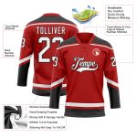Personalized Red White-Black Hockey Lace Neck Jersey Team Custom Name and Number