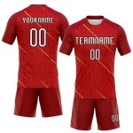 Personalized Red White-Black Lines Sublimation Volleyball Uniform Jersey Team Custom Name and Number