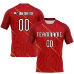 Personalized Red White-Black Lines Sublimation Volleyball Uniform Jersey Team Custom Name and Number
