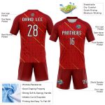 Personalized Red White-Black Lines Sublimation Volleyball Uniform Jersey Team Custom Name and Number