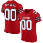 Personalized Red White-Black Mesh Authentic Football Jersey Team Custom Name and Number