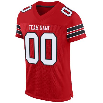 Personalized Red White-Black Mesh Authentic Football Jersey Team Custom Name and Number