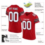 Personalized Red White-Black Mesh Authentic Football Jersey Team Custom Name and Number