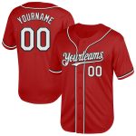 Personalized Red White-Black Mesh Authentic Throwback Baseball Jersey Team Custom Name and Number