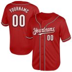 Personalized Red White-Black Mesh Authentic Throwback Baseball Jersey