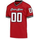 Personalized Red White-Black Mesh Authentic Throwback Football Jersey Team Custom Name and Number