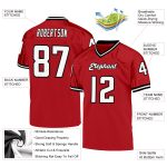 Personalized Red White-Black Mesh Authentic Throwback Football Jersey Team Custom Name and Number