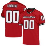 Personalized Red White-Black Mesh Authentic Throwback Football Jersey Team Custom Name and Number
