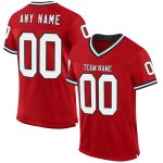 Personalized Red White-Black Mesh Authentic Throwback Football Jersey