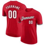 Personalized Red White-Black Performance T-Shirt Team Custom Name and Number