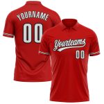 Personalized Red White-Black Performance Vapor Golf Polo Shirt Team Custom Name and Number