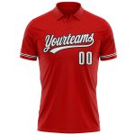 Personalized Red White-Black Performance Vapor Golf Polo Shirt Team Custom Name and Number