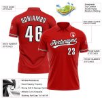 Personalized Red White-Black Performance Vapor Golf Polo Shirt Team Custom Name and Number