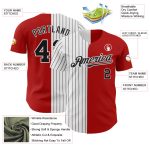 Personalized Red White-Black Pinstripe Authentic Split Fashion Baseball Jersey Team Custom Name and Number