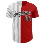 Personalized Red White-Black Pinstripe Authentic Split Fashion Baseball Jersey Team Custom Name and Number