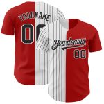 Personalized Red White-Black Pinstripe Authentic Split Fashion Baseball Jersey Team Custom Name and Number
