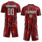 Personalized Red White-Black Pinstripe Sublimation Soccer Uniform Jersey Team Custom Name and Number