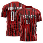 Personalized Red White-Black Pinstripe Sublimation Soccer Uniform Jersey Team Custom Name and Number