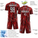 Personalized Red White-Black Pinstripe Sublimation Soccer Uniform Jersey Team Custom Name and Number