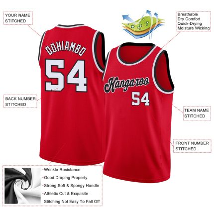 Personalized Red White-Black Round Neck Rib-Knit Basketball Jersey Team Custom Name and Number