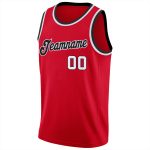 Personalized Red White-Black Round Neck Rib-Knit Basketball Jersey Team Custom Name and Number