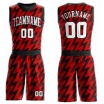 Personalized Red White-Black Round Neck Sublimation Basketball Suit Jersey