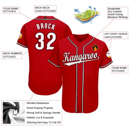 Personalized Red White-Black Softball Jersey