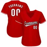 Personalized Red White-Black Softball Jersey Team Custom Name and Number