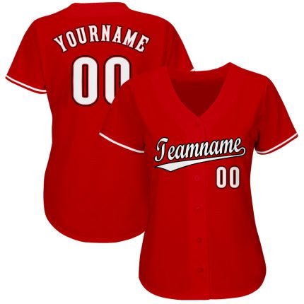 Personalized Red White-Black Softball Jersey Team Custom Name and Number
