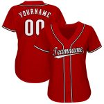 Personalized Red White-Black Softball Jersey