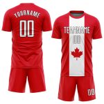 Personalized Red White-Black Sublimation Canadian Flag Soccer Uniform Jersey Team Custom Name and Number