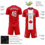 Personalized Red White-Black Sublimation Canadian Flag Soccer Uniform Jersey Team Custom Name and Number