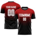 Personalized Red White-Black Sublimation Fade Fashion Soccer Uniform Jersey Team Custom Name and Number