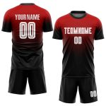 Personalized Red White-Black Sublimation Fade Fashion Soccer Uniform Jersey Team Custom Name and Number