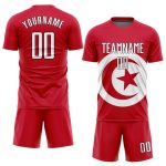 Personalized Red White-Black Sublimation Tunisian Flag Soccer Uniform Jersey Team Custom Name and Number