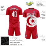 Personalized Red White-Black Sublimation Tunisian Flag Soccer Uniform Jersey Team Custom Name and Number
