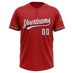 Personalized Red White-Black Two-Button Unisex Softball Jersey