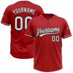 Personalized Red White-Black Two-Button Unisex Softball Jersey Team Custom Name and Number