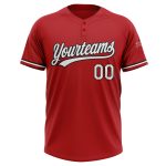 Personalized Red White-Black Two-Button Unisex Softball Jersey Team Custom Name and Number
