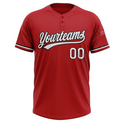 Personalized Red White-Black Two-Button Unisex Softball Jersey Team Custom Name and Number