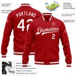 Personalized Red White Bomber Full-Snap Varsity Letterman Jacket Team Custom Name and Number