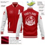 Personalized Red White Bomber Full-Snap Varsity Letterman Two Tone Jacket