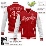 Personalized Red White Bomber Full-Snap Varsity Letterman Two Tone Jacket Team Custom Name and Number