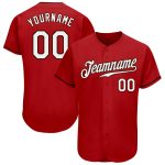 Personalized Red White-Brown Authentic Baseball Jersey Team Custom Name and Number