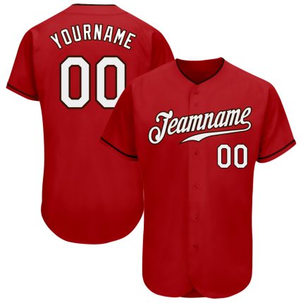 Personalized Red White-Brown Authentic Baseball Jersey Team Custom Name and Number