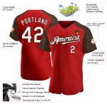Personalized Red White-Brown Authentic Raglan Sleeves Baseball Jersey Team Custom Name and Number