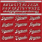 Personalized Red White-Brown Bomber Full-Snap Varsity Letterman Two Tone Jacket Team Custom Name and Number